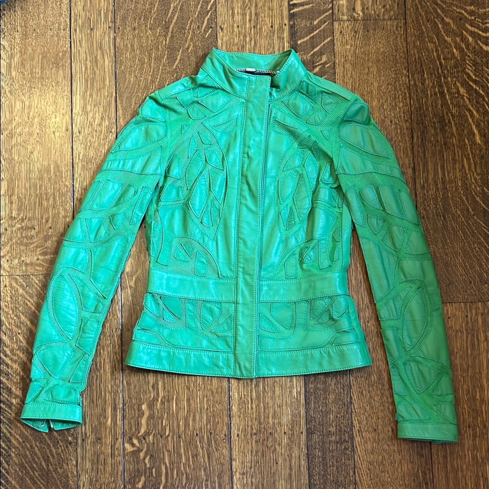 Escada Vibrant Green Leather Jacket